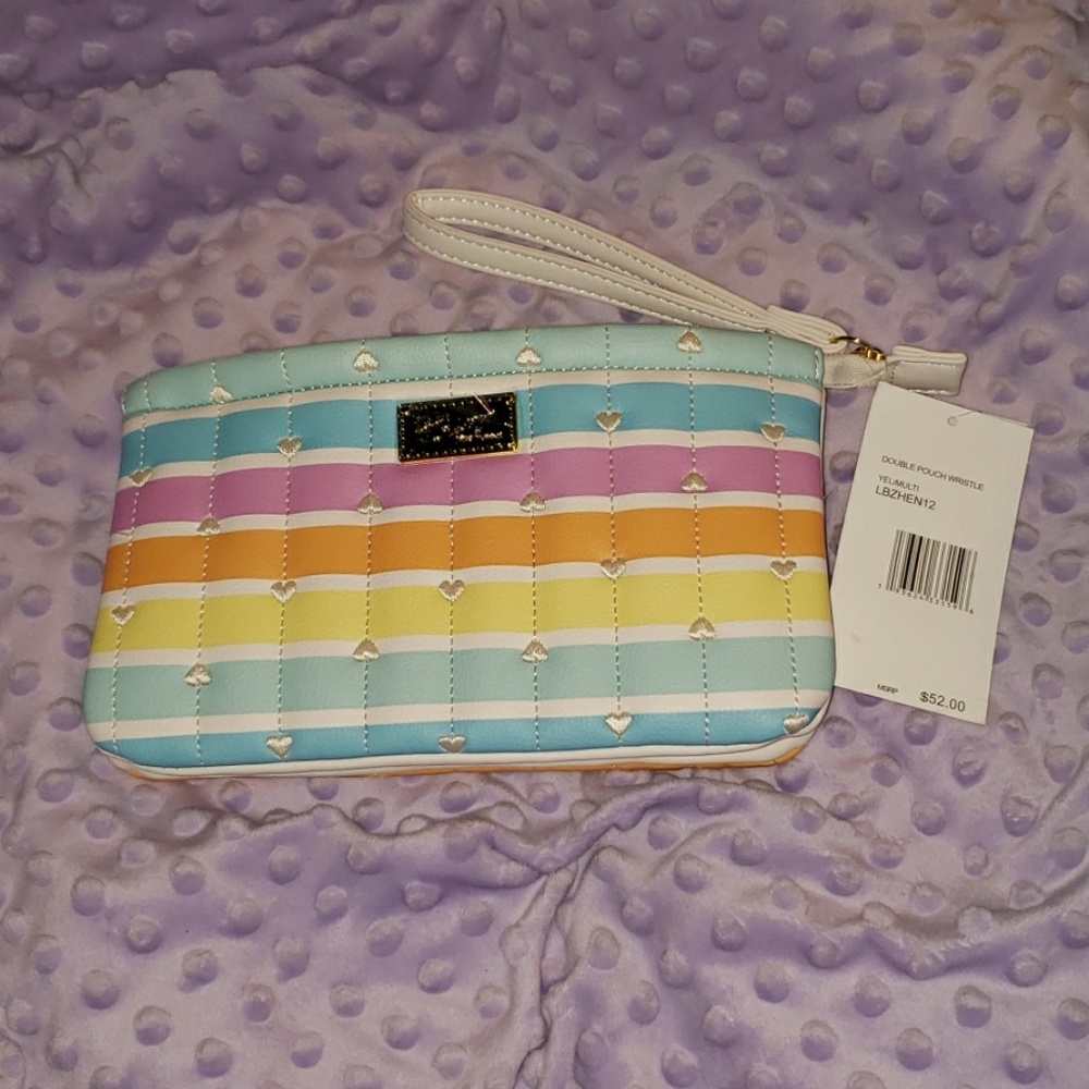 Betsey Johnson Luv Betsey Wristlet Rainbow Heart